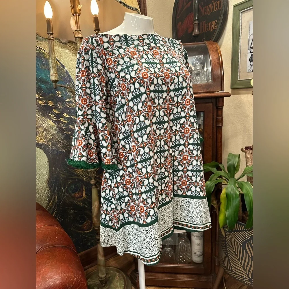 Lulus Boho Glam Open Back Medallion Print Bell Sleeve Mini Dress Size Large - Picture 7 of 12